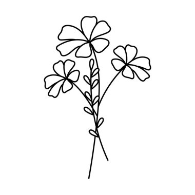 Çiçek çizgisi çizimi tasarım vektörü izole edildi