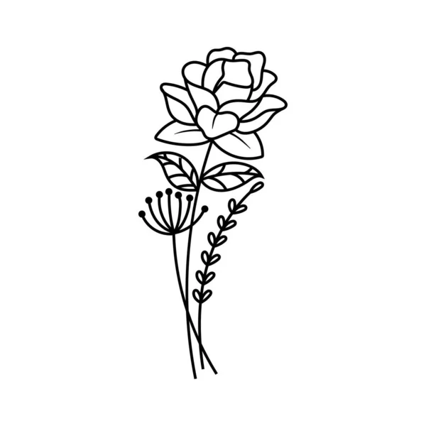 Квіткова Лінія Мистецтва Ілюстрація Дизайн Вектор Ізольовані — стоковий вектор