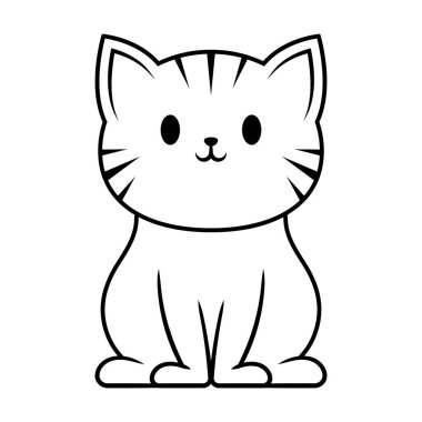 Şirin kedi çizgisi resim ikonu tasarım şablonu vektörü