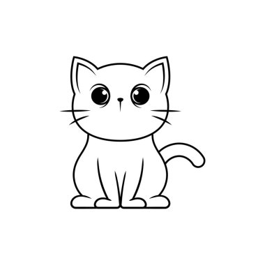 Şirin kedi çizgisi resim ikonu tasarım şablonu vektörü