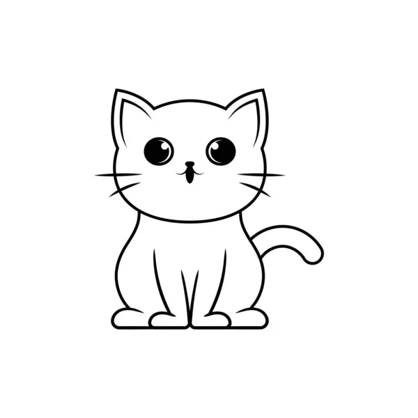 Cute cat line art illustration icon design template vector — Stock Vector