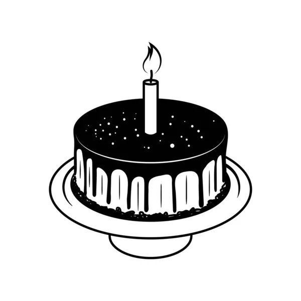 Doğum günü pastası çizgisi resim ikonu tasarım şablonu vektörü — Stok Vektör