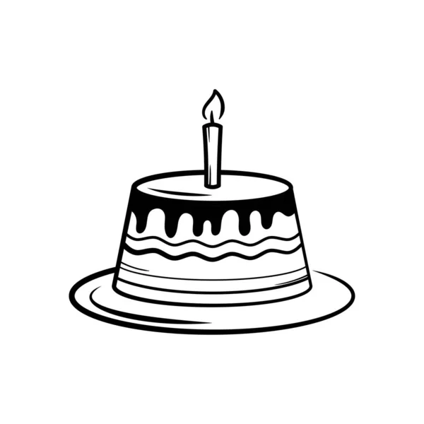 生日蛋糕线艺术插图图标设计模板向量 — 图库矢量图片