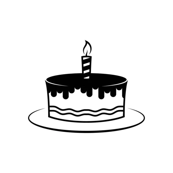 生日蛋糕线艺术插图图标设计模板向量 — 图库矢量图片