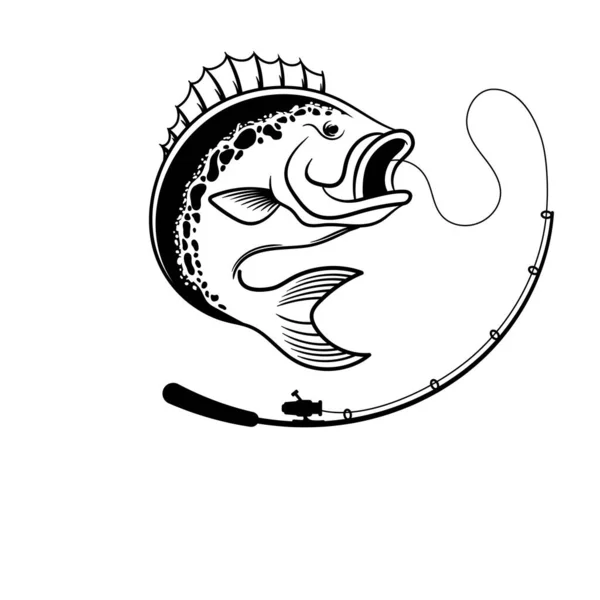 Bas fiskelina konst illustration ikon design mall vektor — Stock vektor