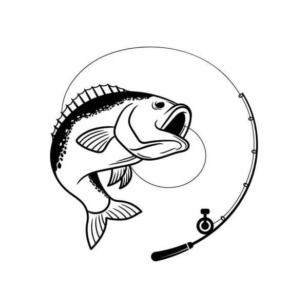 Bas fiskelina konst illustration ikon design mall vektor — Stock vektor