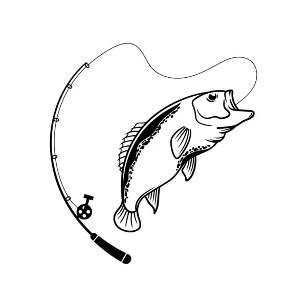 Garis pancing Bass Ilustrasi gambar ikon desain vektor - Stok Vektor