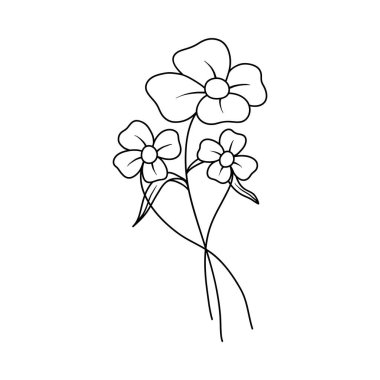 Çiçek dış çizgi tasarımı ilüstrasyon şablonu vektörü