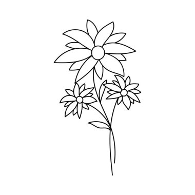 Çiçek dış çizgi tasarımı ilüstrasyon şablonu vektörü