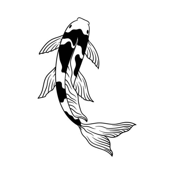 Templat Vektor Ilustrasi Desain Ikon Ikan Koi - Stok Vektor
