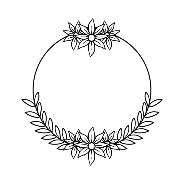 Floral Frame Circle Outline Icon Design Ilustration Template Vector — ストックベクタ