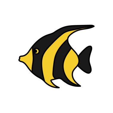 Moorish idol balık simgesi tasarımı şablon çizimi çizimi