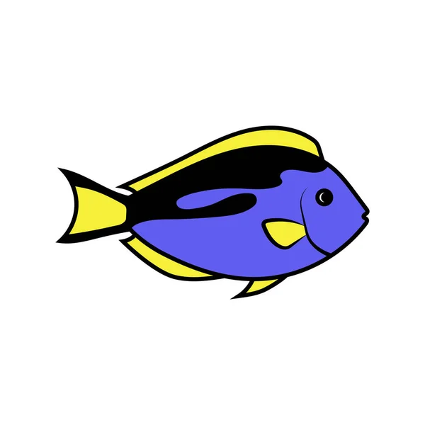 Azul Tang Peixe Ícone Design Modelo Vetor Ilustração — Vetor de Stock