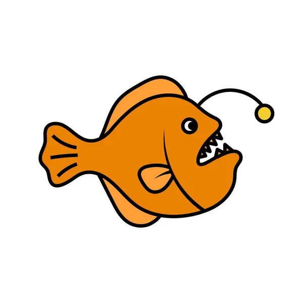 Anglerfish Simgesi Tasarım Şablon Çizimi — Stok Vektör