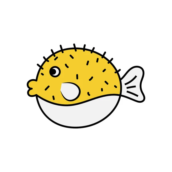 Puffer Pesce Icona Disegno Modello Vettoriale Illustrazione — Vettoriale Stock