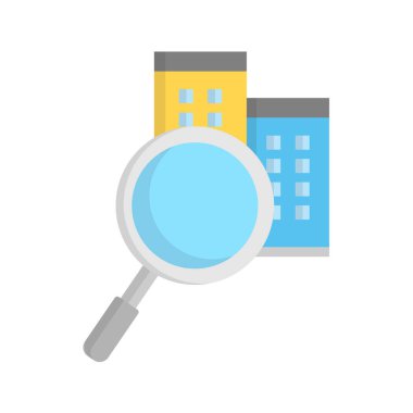 Emlak binası arama simgesi tasarım şablonu çizimi