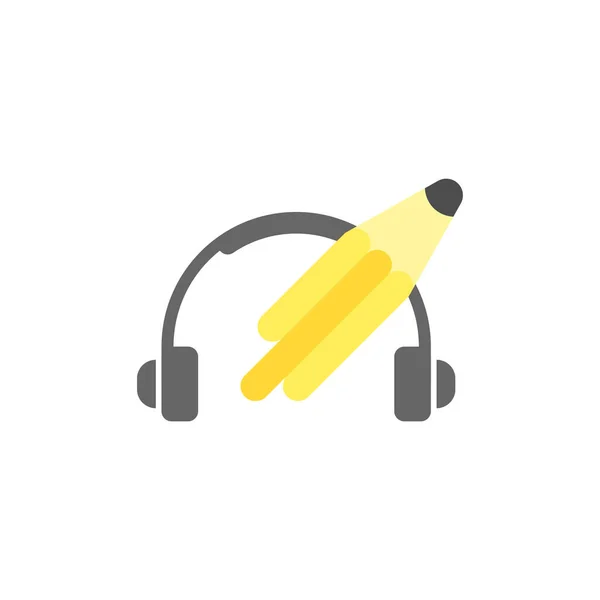 Ακουστικά Μολύβι Λογότυπο Σχεδιασμό Πρότυπο Διανυσματική Απεικόνιση — Διανυσματικό Αρχείο