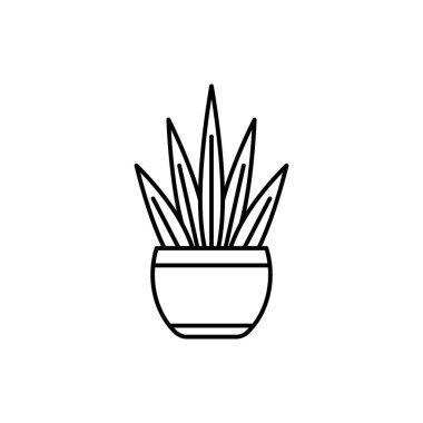 Plant line art icon design template vector illustration