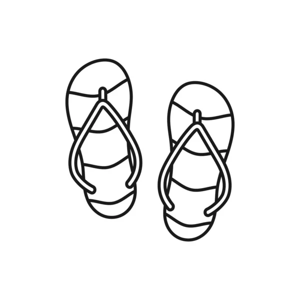Slippers Line Art Summer Holidays Icon Design Template Vector Illustration — Wektor stockowy