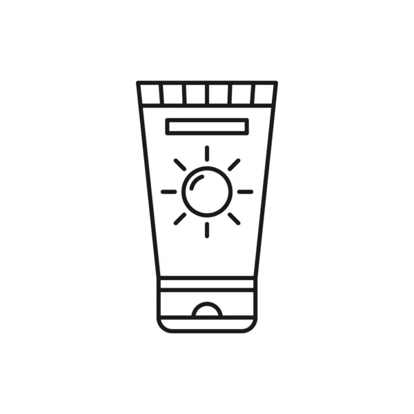 Sun Cream Line Art Summer Holidays Icon Design Template Vector — Vetor de Stock