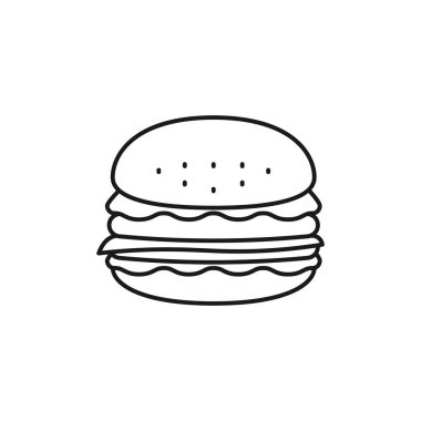 Hamburger line art foods and beverages icon design template vector illustration