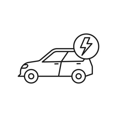 Electric Car line art ecology icon design template vector illustration