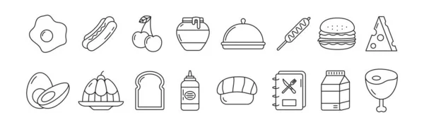 Foods Beverages Line Art Icon Set Design Template Vector Illustration — Vector de stock