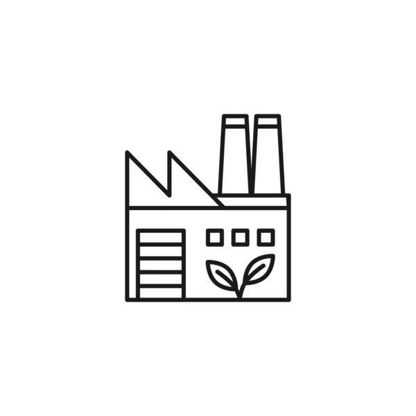 Green Factory Line Art Ecology Icon Design Template Vector Illustration — Stockvector