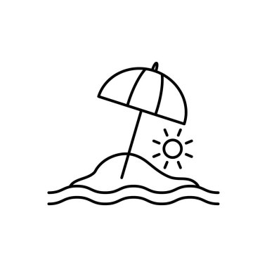 Beach line art icon design template vector illustration