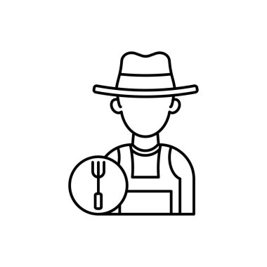 Farmer line art icon design template vector illustration