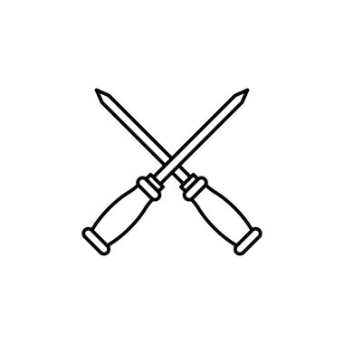Skewer line art butcher icon design template vector illustration