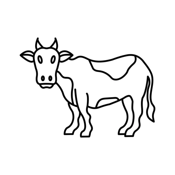 Cow Line Art Icon Design Template Vector Illustration — Archivo Imágenes Vectoriales