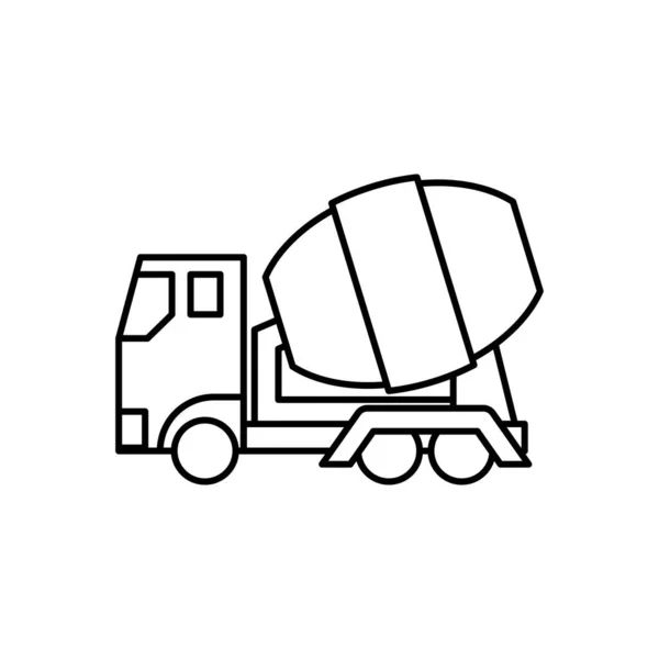 Cement Truck Line Art Icon Design Template Vector Illustration — ストックベクタ