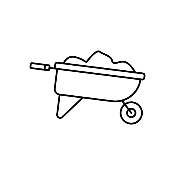 Wheelbarrow Line Art Icon Design Template Vector Illustration — Stockvektor