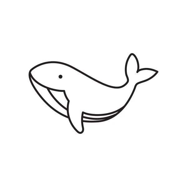 Whale Line Art Icon Design Template Vector Illustration — Vettoriale Stock