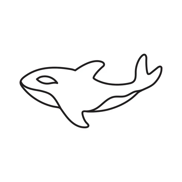 Orca Line Art Icon Design Template Vector Illustration — Vetor de Stock