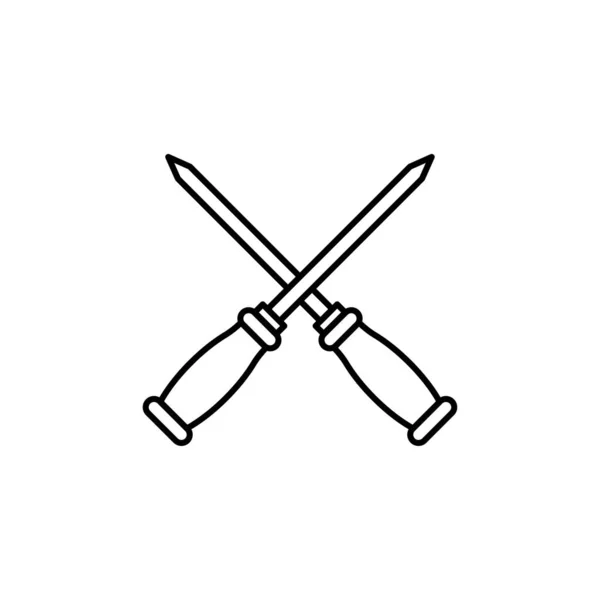 Skewer Line Art Butcher Icon Design Template Vector Illustration — Stockvector