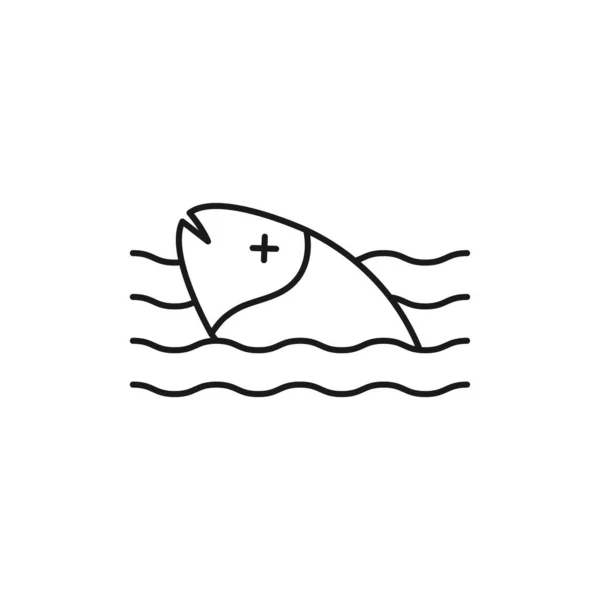 Water Pollution Line Art Icon Design Template Vector Illustration — Vetor de Stock