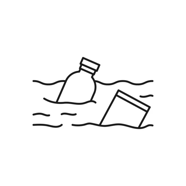 Water Pollution Line Art Icon Design Template Vector Illustration — 스톡 벡터