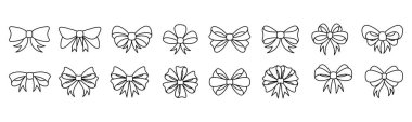 Ribbon line art icon set design template vector illustration
