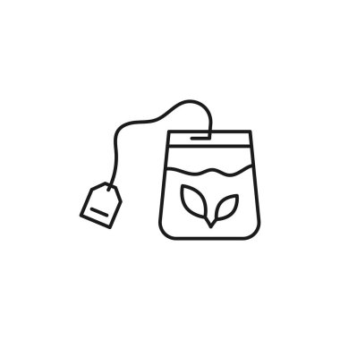 Tea Bag line art tea icon design template vector illustration