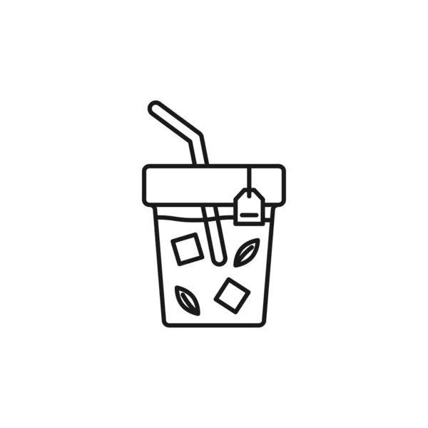 Ice Tea Line Art Tea Icon Design Template Vector Illustration — Archivo Imágenes Vectoriales