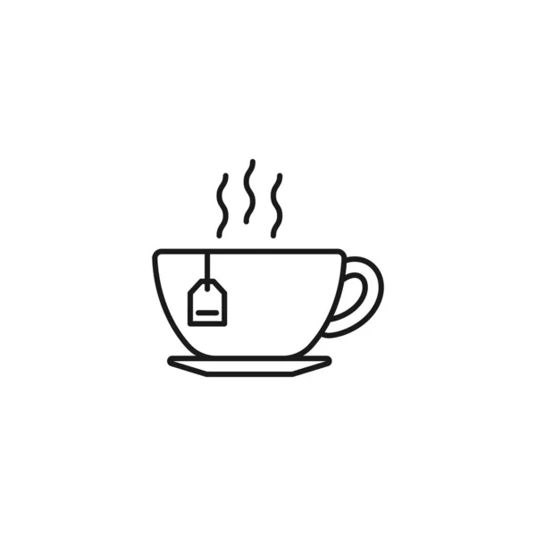 Hot Tea Line Art Tea Icon Design Template Vector Illustration — Archivo Imágenes Vectoriales