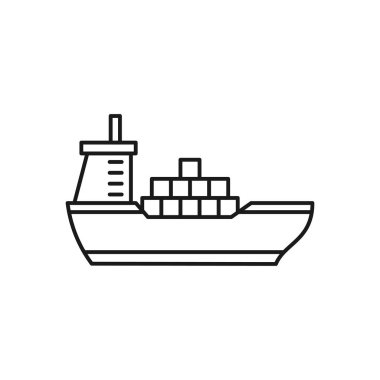 Cargo Boat line art sailor icon design template vector illustration