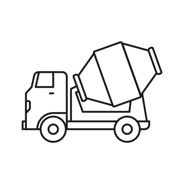 Concrete Mixer Line Art Transport Icon Design Template Vector Illustration — Vector de stock