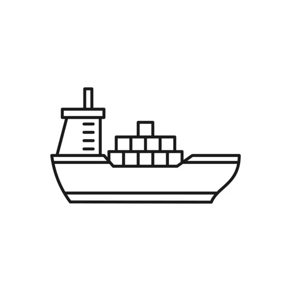 Cargo Boat Line Art Sailor Icon Design Template Vector Illustration —  Vetores de Stock