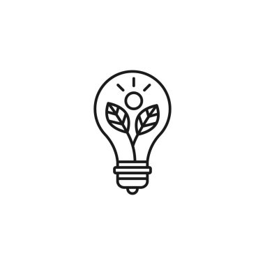 Light Bulb line art ecology icon design template vector illustration