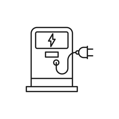 Electric Station line art ecology icon design template vector illustration