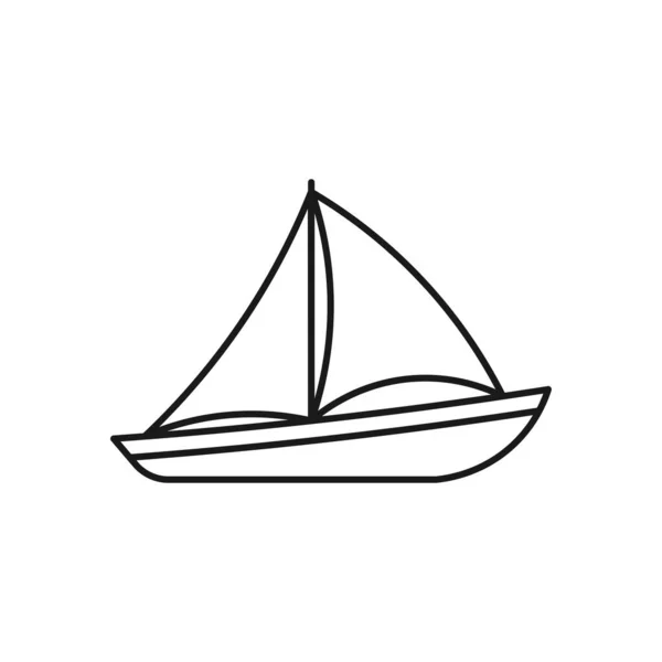 Sailing Boat Line Art Sailor Icon Design Template Vector Illustration — 스톡 벡터