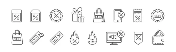 Sales Line Art Icon Set Design Template Vector Illustration — Vector de stock